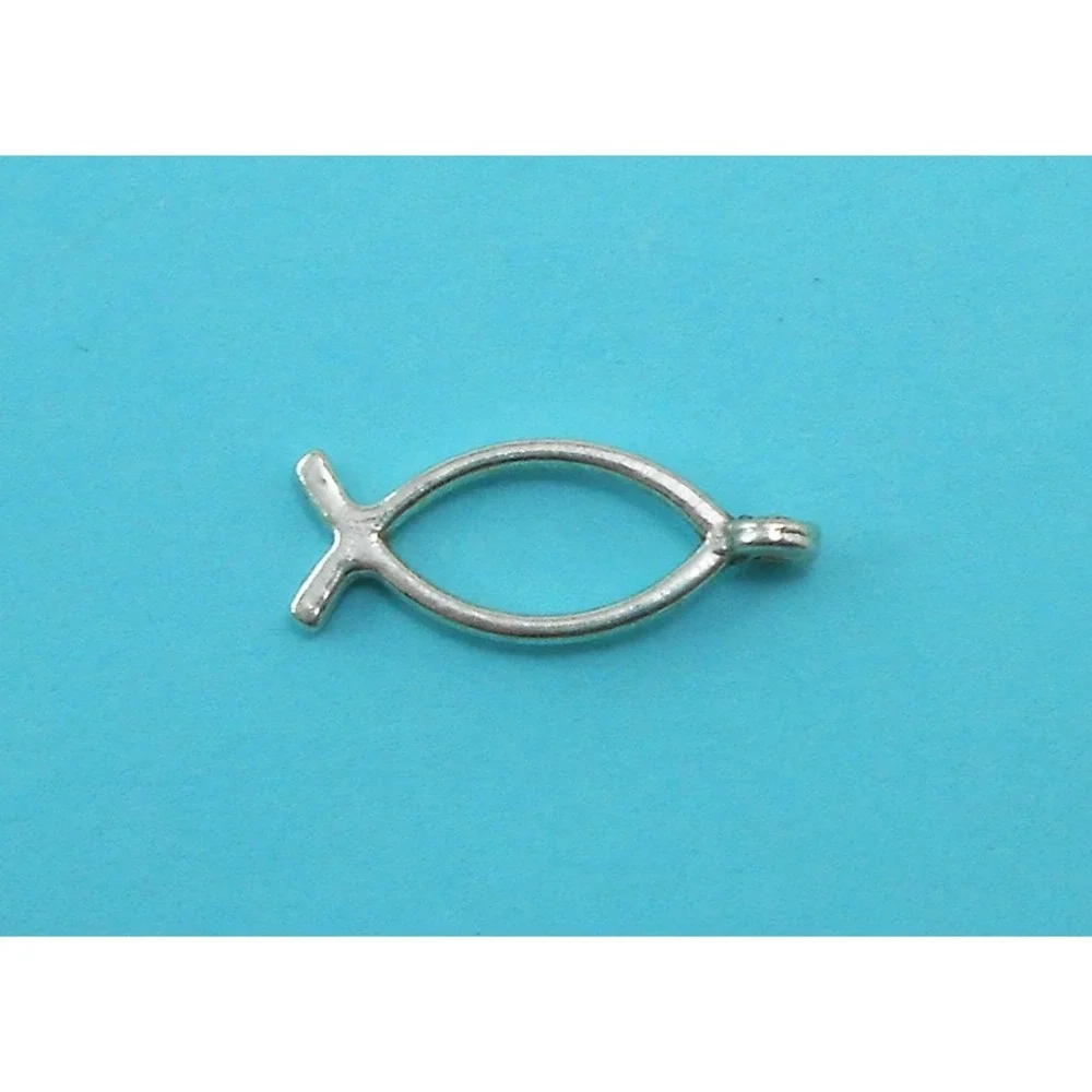 12pcs‎ Christian Fish Charms Silver tone 2-Sided ichthys Jesus fish